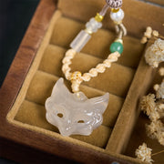 Buddha Stones Fox Mask White Agate Protection Necklace Pendant - image 4