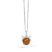 Buddha Stones 925 Sterling Silver Natural Inclusion Quartz Yellow Flower Quartz Cat Wealth Necklace Pendant - image 6