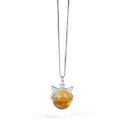 Buddha Stones 925 Sterling Silver Natural Citrine Cat Prosperity Necklace Pendant - image 6