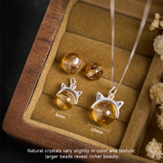 Buddha Stones 925 Sterling Silver Natural Citrine Cat Prosperity Necklace Pendant - image 3