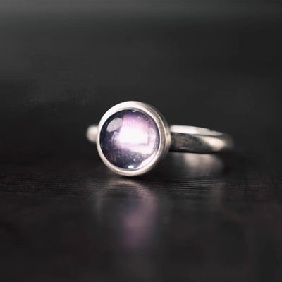 Buddha Stones Natural 925 Sterling Silver Amethyst Adjustable Balance Ring - B Style(About 9*9mm) - image 0