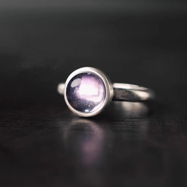 Buddha Stones Natural 925 Sterling Silver Amethyst Adjustable Balance Ring - B Style(About 9*9mm) - image 0