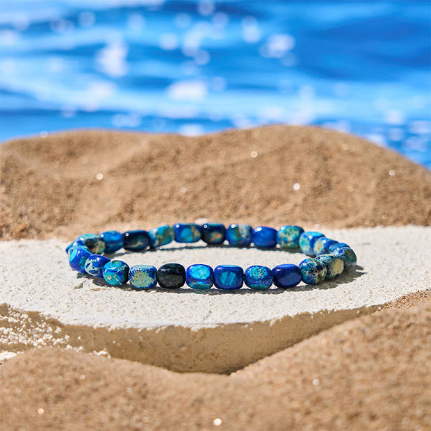 Buddha Stones Natural Colorful Emperor Stone Oval Square Beads Anti-stress Bracelet - image 8