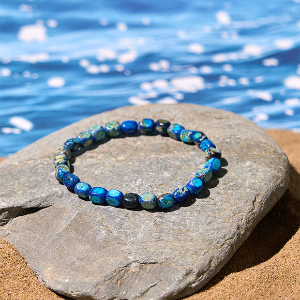 Buddha Stones Natural Colorful Emperor Stone Oval Square Beads Anti-stress Bracelet - image 7
