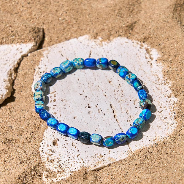 FREE Today: Anti-stress and Happiness Natural Colorful Emperor Stone Oval Square Beads Bracelet - Dark Blue Emperor Stone(Wrist Circumference: 15-17cm) - image 6