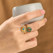FREE Today: Healing and Wealth Double Petals Copper Dripping Turquoise Ring - image 4