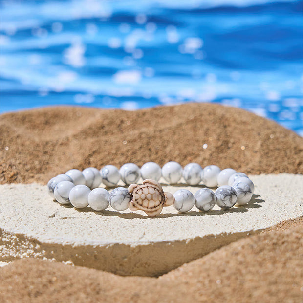 FREE Today: Strength and Wisdom Natural Stone Sea Turtle Turquoise Crackle Agate Bracelet - White Turquoise(Wrist Circumference: 15-18cm) - image 8