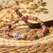 Buddha Stones Rhodonite Unakite Beads Lotus Healing Bracelet - image 2