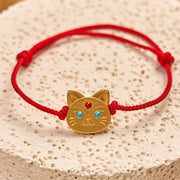 Buddha Stones 925 Sterling Silver Cat Red String Bracelet - image 2