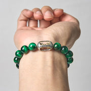 Buddha Stones Natural Green Tiger Eye Om Mani Padme Hum Positive Strength Bracelet - image 3