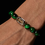 Buddha Stones Natural Green Tiger Eye Om Mani Padme Hum Positive Strength Bracelet - image 2