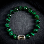 Buddha Stones Natural Green Tiger Eye Om Mani Padme Hum Positive Strength Bracelet - image 1