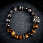Buddha Stones Tiger Eye Silver Sheen Obsidian Om Mani Padme Hum Horse PiXiu Beast Courage Bracelet - image 2
