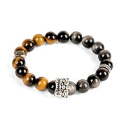 Buddha Stones Tiger Eye Silver Sheen Obsidian Om Mani Padme Hum Horse PiXiu Beast Courage Bracelet - image 6