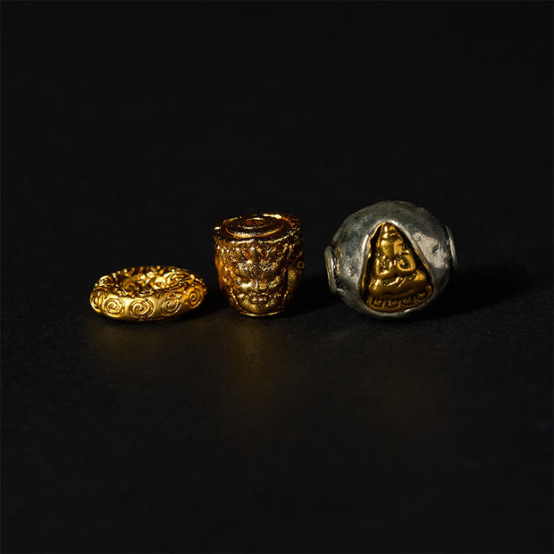 Buddha Stones Natural Silver Sheen Obsidian Tiger Eye Three-Faced Buddha Protection Bracelet - image 8
