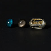 Buddha Stones Silver Sheen Obsidian Tiger Eye Om Mani Padme Hum Three-Faced Buddha Positive Bracelet - image 9