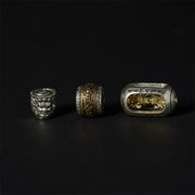 Buddha Stones Silver Sheen Obsidian Tiger Eye Om Mani Padme Hum Three-Faced Buddha Positive Bracelet - image 10