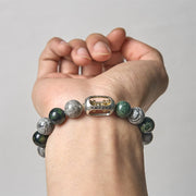 Buddha Stones Natural Grey Jasper Kambamba Jasper Om Mani Padme Hum Formless Buddha Healing Bracelet - image 3