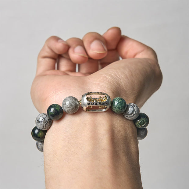 Buddha Stones Natural Grey Jasper Kambamba Jasper Om Mani Padme Hum Formless Buddha Healing Bracelet - image 3