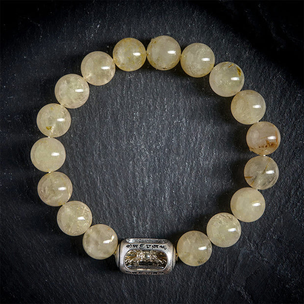 Buddha Stones Natural Citrine Om Mani Padme Hum Prosperity Bracelet - image 1