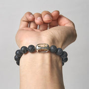 Buddha Stones Natural Lava Rock Om Mani Padme Hum Dorje Vajra Healing Bracelet - image 14