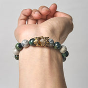 Buddha Stones Natural Grey Jasper Kambamba Jasper Citrine Horse Zodiac PiXiu Protection Bracelet - image 3