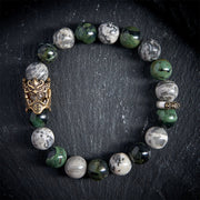 Buddha Stones Natural Grey Jasper Kambamba Jasper Citrine Horse Zodiac PiXiu Protection Bracelet - 20cm - image 0