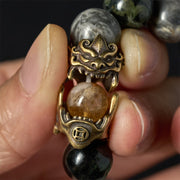 Buddha Stones Natural Grey Jasper Kambamba Jasper Citrine Horse Zodiac PiXiu Protection Bracelet - image 5