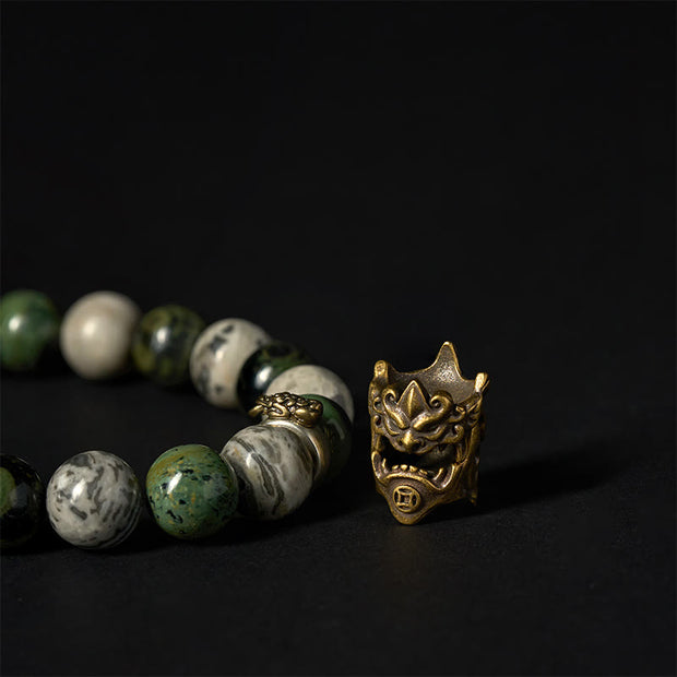 Buddha Stones Natural Grey Jasper Kambamba Jasper Citrine Horse Zodiac PiXiu Protection Bracelet - image 6