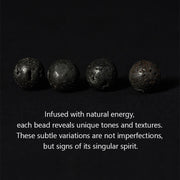 Buddha Stones Silver Sheen Obsidian Lava Rock Grey Jasper Om Mani Padme Hum Vajra Soothing Bracelet - image 5