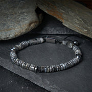 Buddha Stones Small Black Obsidian Green Aventurine Grey Jasper Tiger Eye Strength Rope Bracelet - image 1