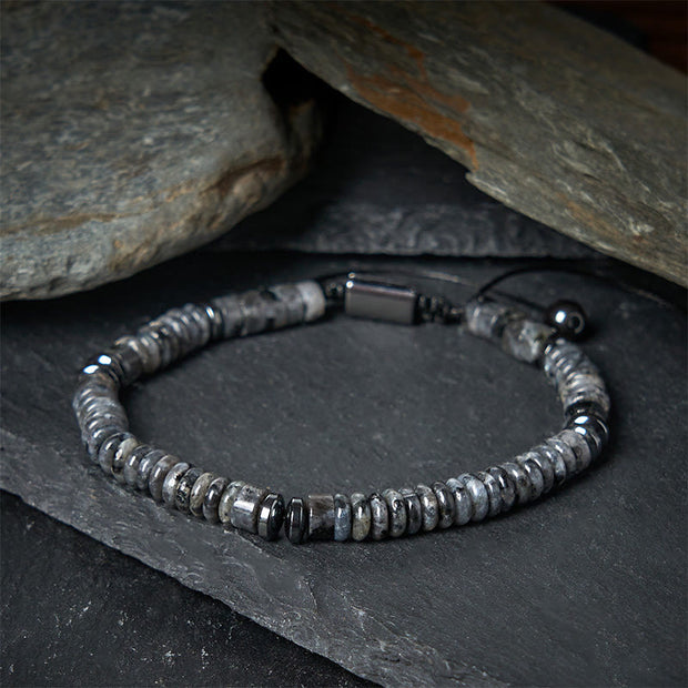 Buddha Stones Small Black Obsidian Green Aventurine Grey Jasper Tiger Eye Strength Rope Bracelet - image 1