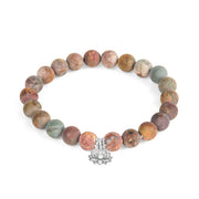 Buddha Stones 925 Sterling Silver Lotus Design Picasso Jasper Positive Bracelet - image 2