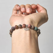 Buddha Stones 925 Sterling Silver Lotus Design Picasso Jasper Positive Bracelet - image 4