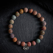 Buddha Stones 925 Sterling Silver Lotus Design Picasso Jasper Positive Bracelet - 20cm - image 0