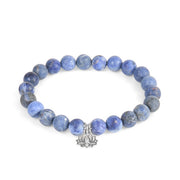 Buddha Stones 925 Sterling Silver Lotus Design Natural Sodalite Positive Beads Harmony Bracelet - image 2