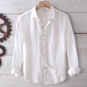 Buddha Stones Men's Shirt Solid Color Lapel Top Short Sleeve Comfy Button Crease Cotton Linen Shirt - Long Sleeve - White - US/UK/AU50，EU60 (5XL) - image 17