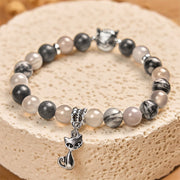 Buddha Stones Birman Cat Natural Grey Jasper Agate Bead Healing Bracelet - image 2