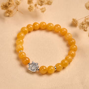 Buddha Stones 925 Sterling Silver Orange Tabby Cat Yellow Chalcedony Positivity Bracelet - image 1