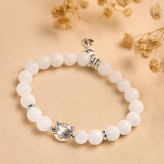 Buddha Stones White Cat Natural White Chalcedony Bead Positive Bracelet - image 1