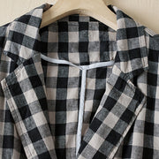 Buddha Stones Commute Plaid Pattern Women's Cotton Lapel Long Sleeve Jacket With Pockets - image 19