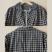 Buddha Stones Commute Plaid Pattern Women's Cotton Lapel Long Sleeve Jacket With Pockets - image 15