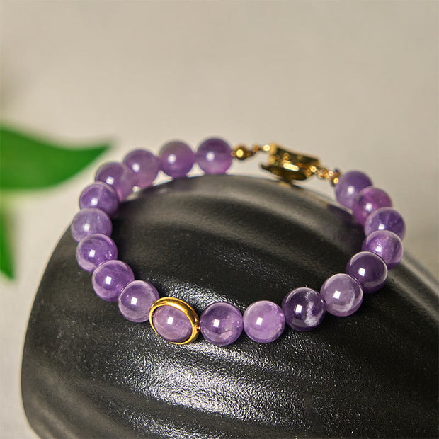 FREE Today: Balance and Relieves Stress Natural Amethyst Beads Buckle Bracelet - Amethyst & Golden Buckle(Wrist Circumference: 14-16cm) - image 0