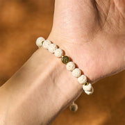 Buddha Stones Whitelava Rock Om Symbol Healing Calm Bracelet - image 4
