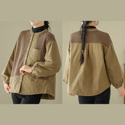 Buddha Stones Commute Plain Patchwork Design Women's Cotton Long Sleeve Jacket With Pocket - image 9