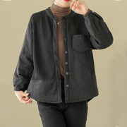 Buddha Stones Commute Plain Patchwork Design Women's Cotton Long Sleeve Jacket With Pocket - image 12