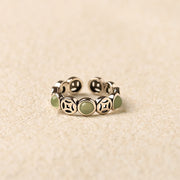 Buddha Stones Jade South Red Agate Copper Coin Prosperity Luck Open Ring - image 1