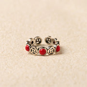 Buddha Stones Jade South Red Agate Copper Coin Prosperity Luck Open Ring - image 9
