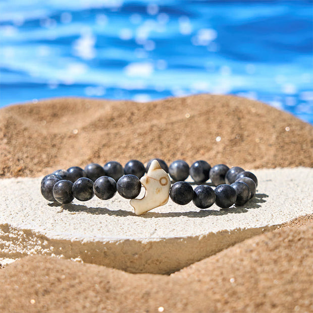 Buddha Stones Natural Various Stones Dolphin Spiritual Balance Bracelet - Black Glitter Stone(Wrist Circumference: 15-18cm) - image 20
