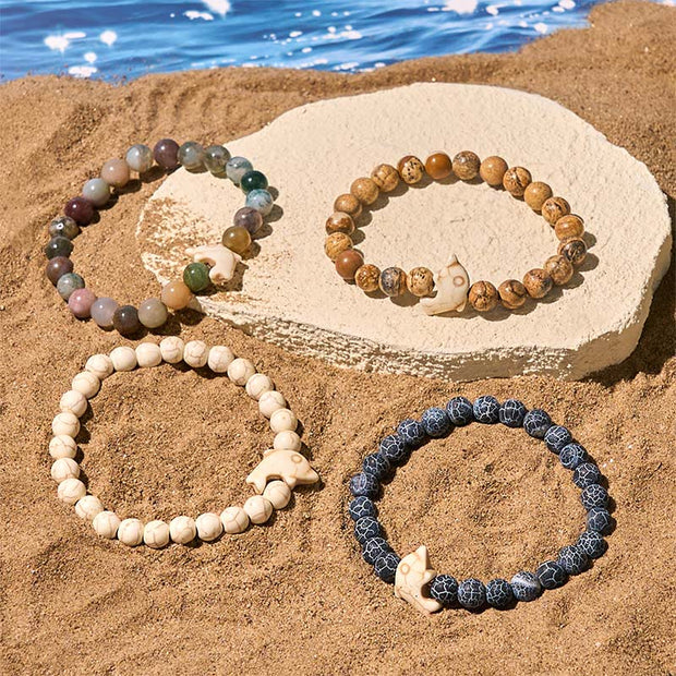 Buddha Stones Natural Various Stones Dolphin Spiritual Balance Bracelet - image 33